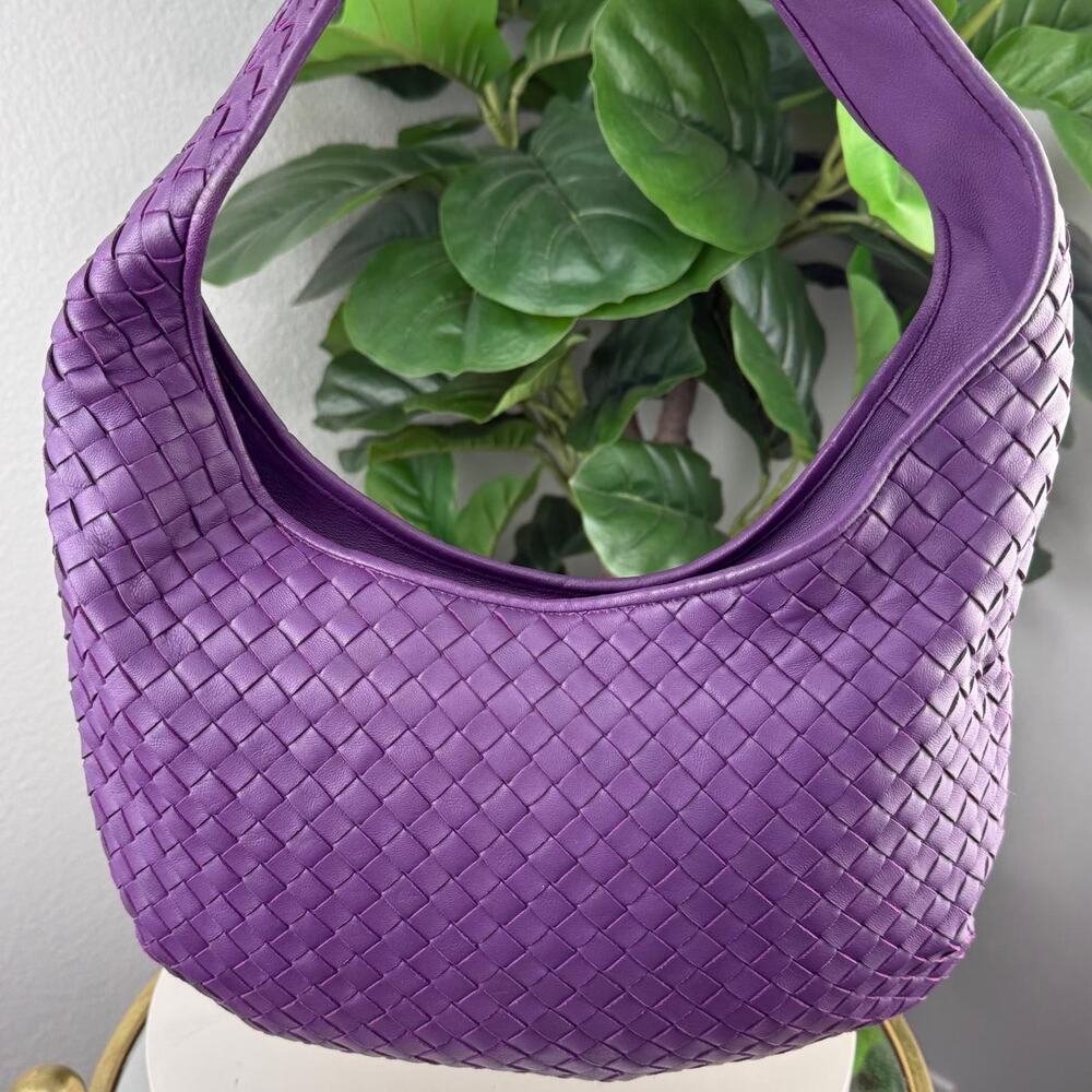 A74💎✨Authentic BOTTEGA VENETA Shoulder Bag Intrecciato Leather Purple